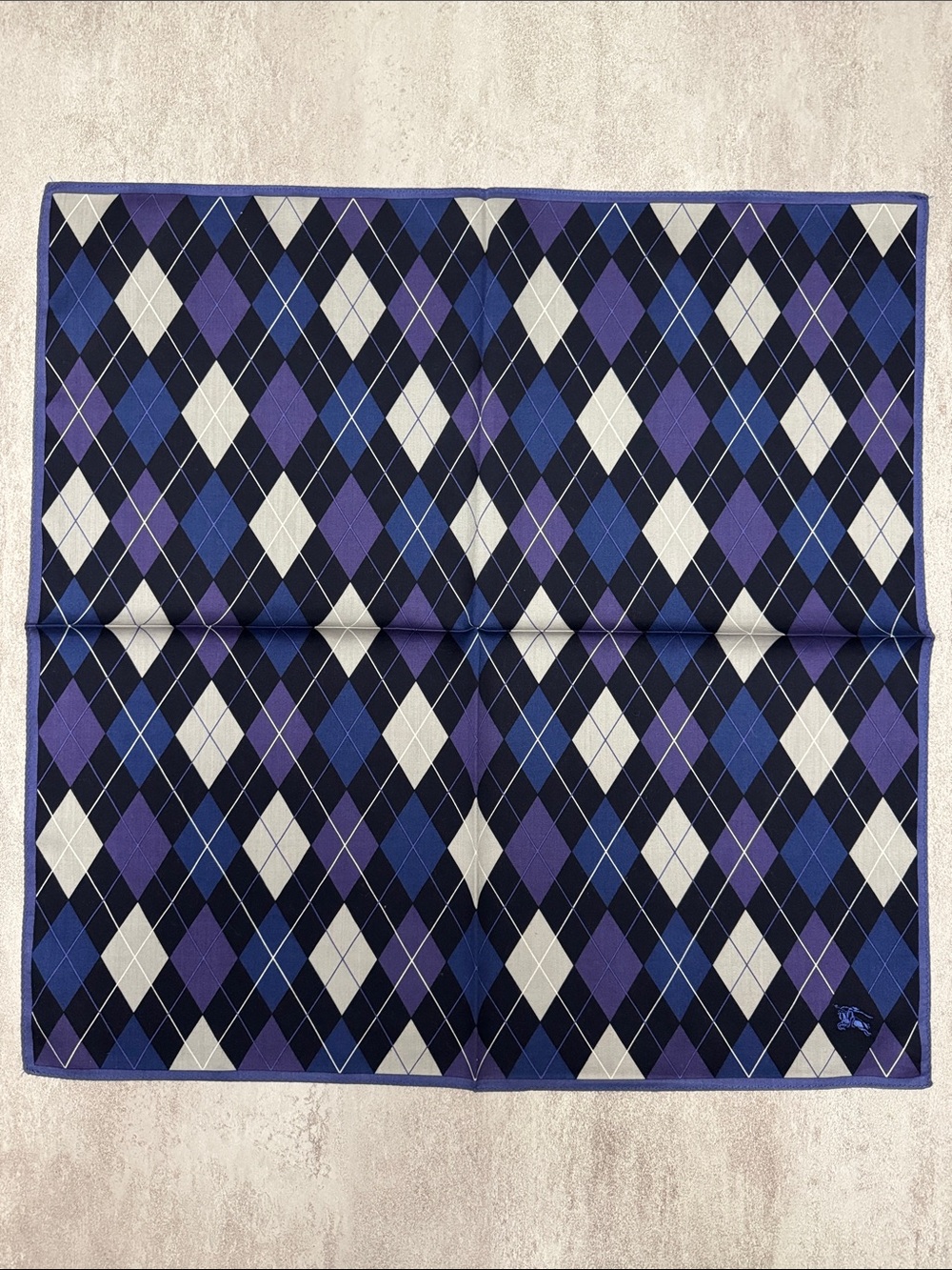 Burberry Argyle Pocket Square in Blue, Purple & White